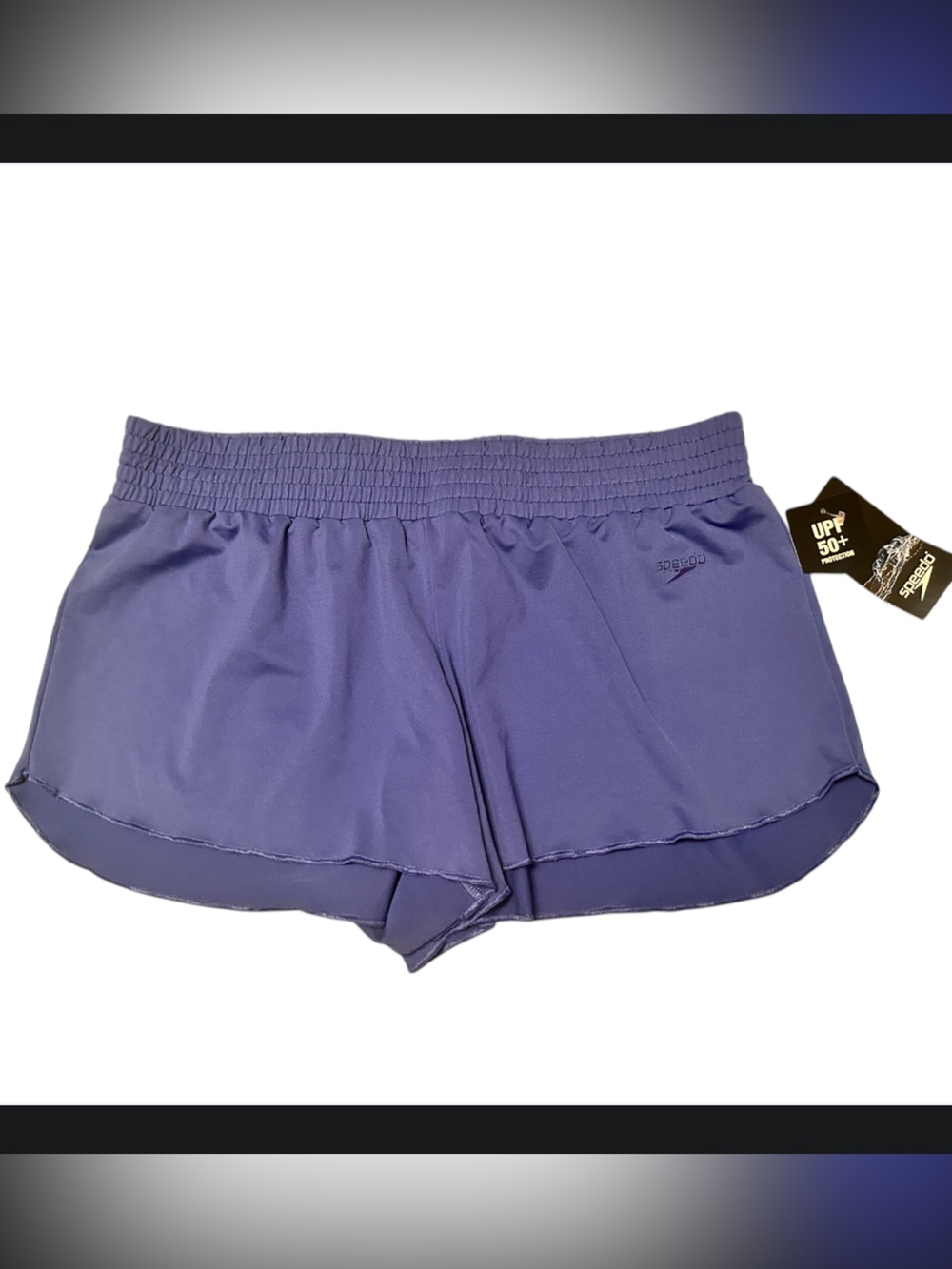 NWT Speedo UPF 50+ Swim Cover Up Shorts Blue Purple Women’s Small Beach Athletic